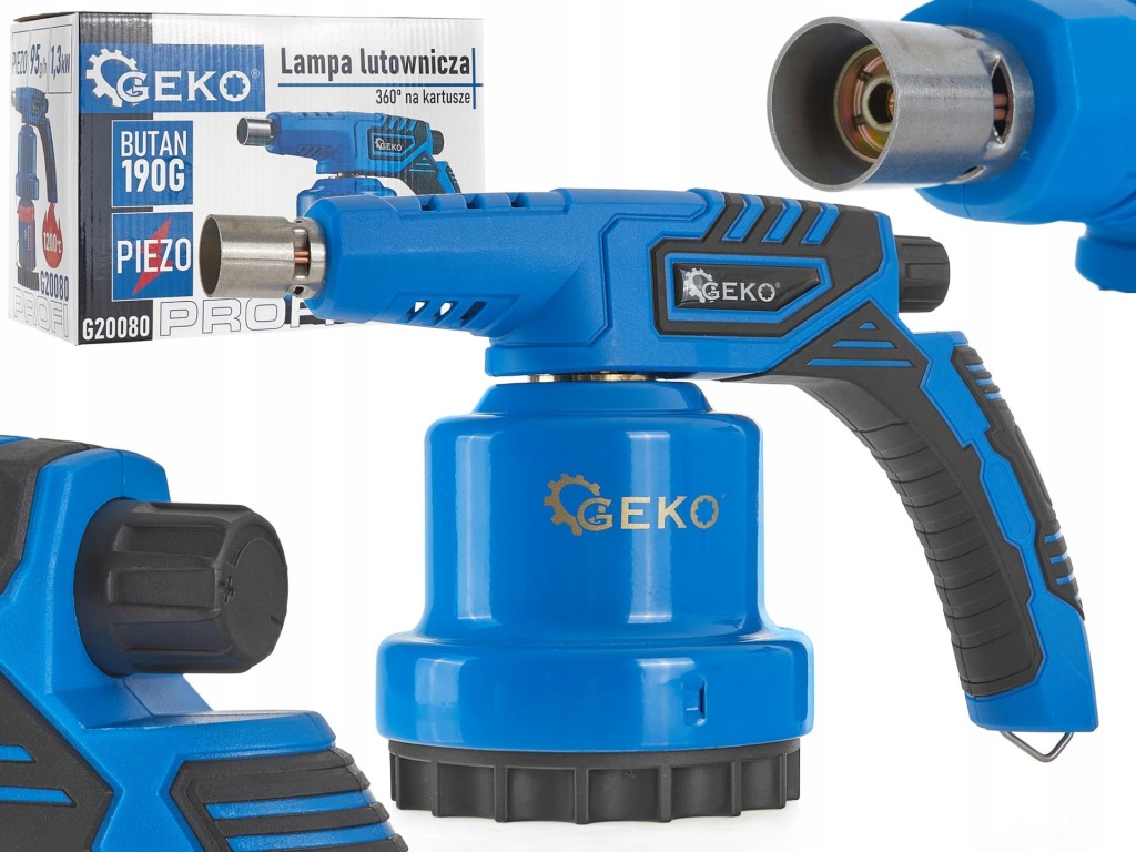 GEKO LAMPA LUTOWNICZA Z PIEZZO NA KARTUSZE 190G LUTOWNICA GAZOWA 1300W