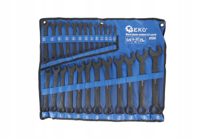 GEKO klucze płasko-oczkowe G11261 czarne 6-32 mm